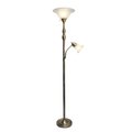 Elegant Garden Design Elegant Designs LF2003-ABS 2 Light Mother Daughter Floor Lamp with White Marble Glass; Antique Brass LF2003-ABS